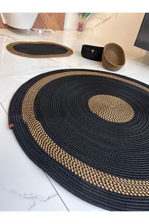 40x60 -80x80 2 Paspas 2 Sepetli Banyo Takım Jüt Gold Kırçıllı Hediyelik Çeyizlik Banyo Takımı