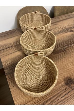 25x10-23x9-20x8 3’lü Set Hasır Sepet Takımıbanyo,mutfak,oda Organizeri Elyapımı Dekoratif