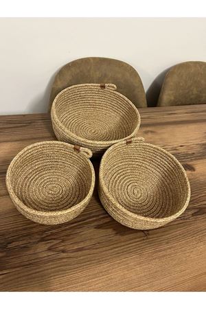 25x10-23x9-20x8 3’lü Set Hasır Sepet Takımıbanyo,mutfak,oda Organizeri Elyapımı Dekoratif