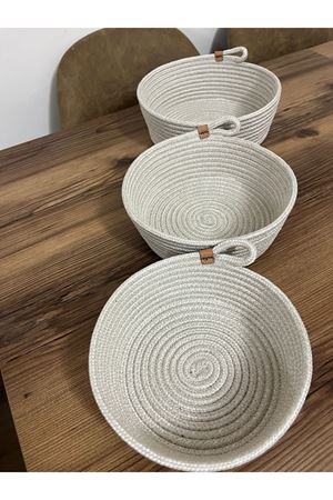 25x10-23x9-20x8-3’lü Sepet Takımı Banyo, Mutfak, Oda Organizeri-el Yapımı Dekoratif Sepet